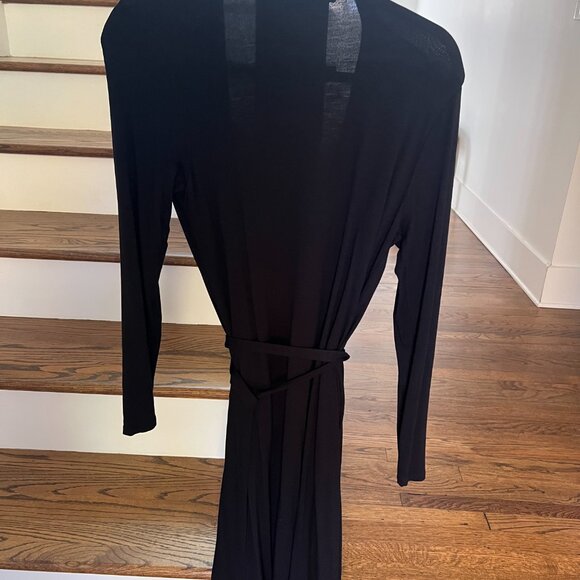Banana Republic Black Long-Sleeve Wrap Dress – Size Medium (Petite) - Picture 2 of 4